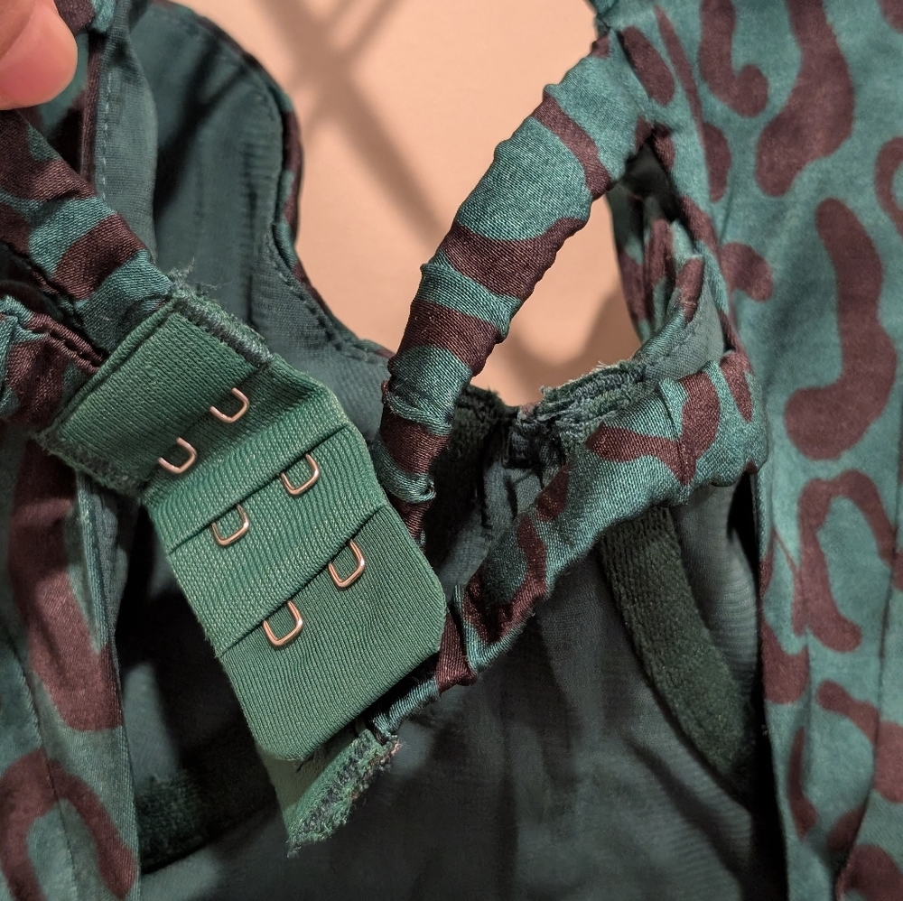 For Love And Lemons Green Wendy Strappy Green Leopard Print Mini Dress Large NWT - Picture 11 of 13